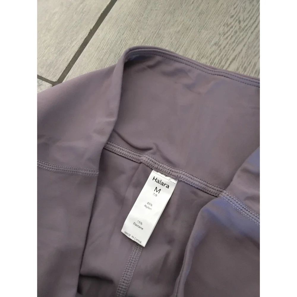 Halara Womens Lavender High Waisted 7/8 Leggings with 6 Side Pockets Size M